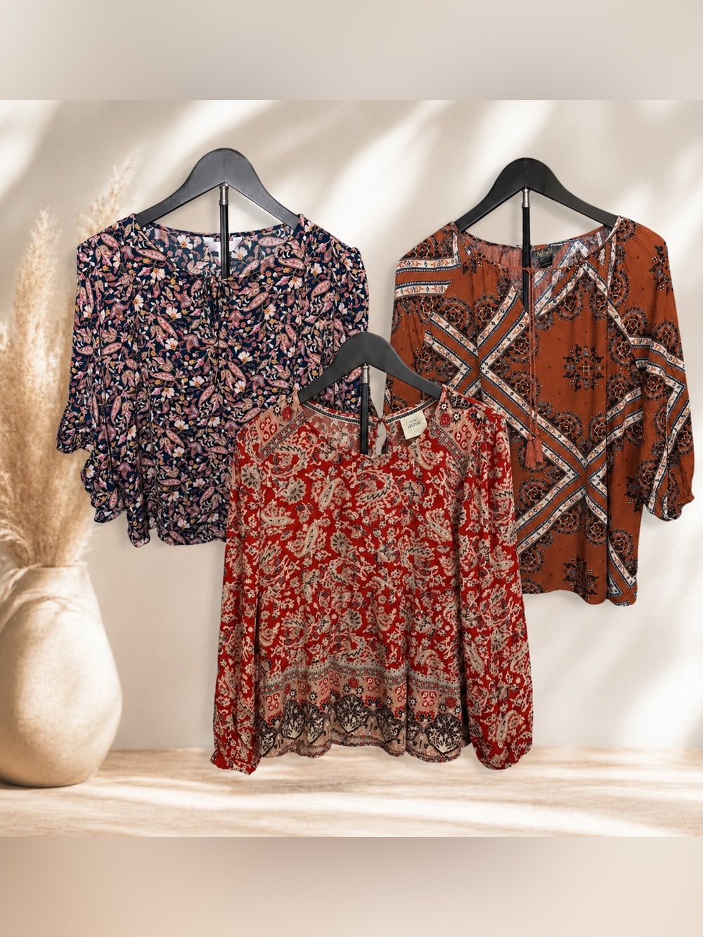 EUC Boho Top Bundle 3pc Free People Inspired Flowy Spring Blouses